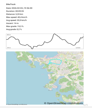 BikeTrack PDF export preview